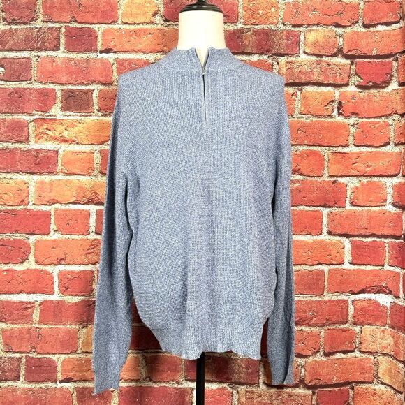 Peter Millar Heathered Blue Zip-Up Sweater - Picture 2 of 15